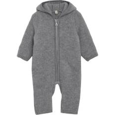 Huttelihut - Uldfleece heldragt m. øre - Grå - str. 2 år/92 cm