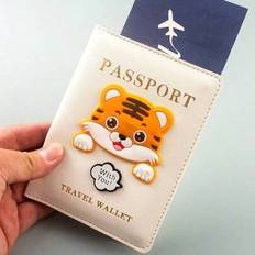 Söt tigermönstrad passhållare reseplånbok för bankkort, SIM-kort, flygbiljetter etc. för att förvara, organisera och skydda dina resedokument och peng - Multifärgad