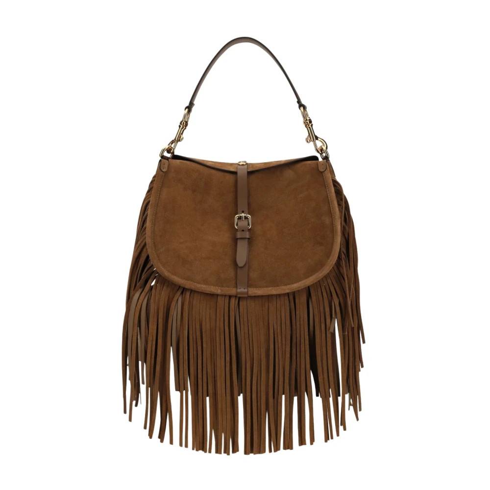 Etro - Medium Suede Pony-väska med fransar Väskor - Dam - ONE Size - Läder