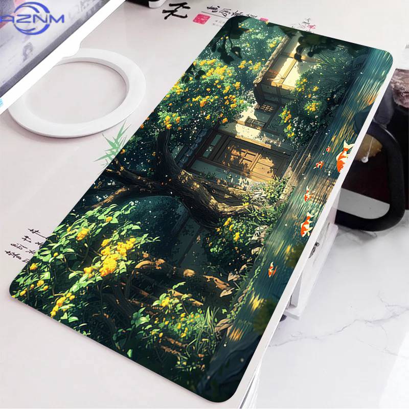 Green Desk Mat Natural Anime Scenery Laptop Mousepad PC Offices Accessories Large Mouse Pad Rubber Carpet Keyboard Extended Pads