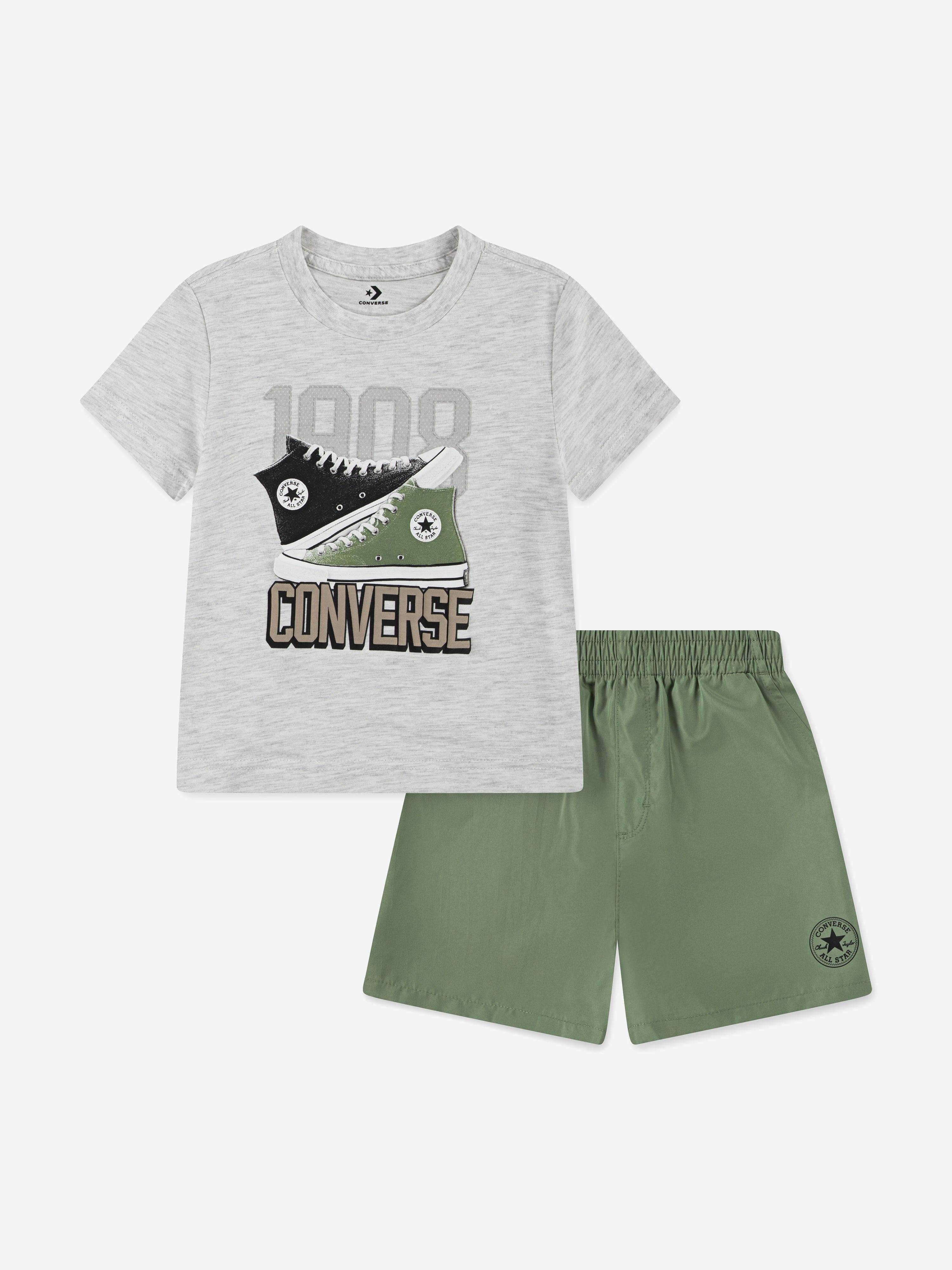 Converse Boys Retro Remix T-Shirt and Shorts Set in Green - Green / 2 - 3 Yrs (2 - 3 Yrs)