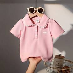 Baby Girl Casual Polo Shirt Toppar, vår/sommar - Rosa (6-9M,9-12M,12-18M,18-24M,2-3Y,3-6M)