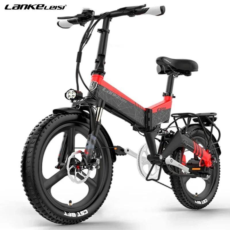 LANKELEISI G650 500W 48V 12,8Ah Li-batteri EU-lager 20 tum Fat Tire E-cykel Elektrisk mountainbike Vuxna G650 red
