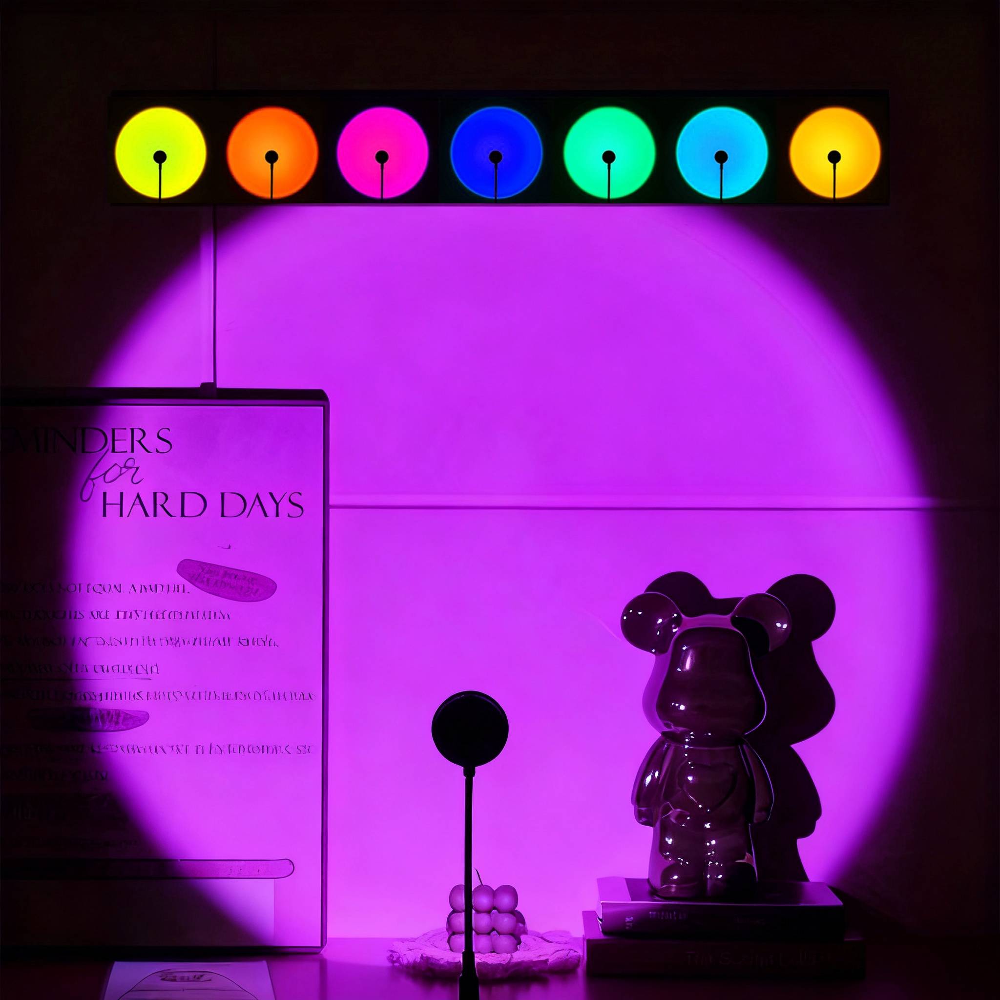 Colorful LED Sunset Light, Seven Colors Adjustable, Sunset Ambient Lighting, Suitable for Party Wall Decoration