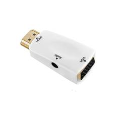 HDMI til VGA Adapter. Inkl 3,5 mm lydkabel. Hvid.