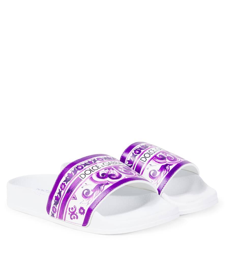 Dolce&Gabbana Kids Chanclas Majolica de piel - morado - EU 30