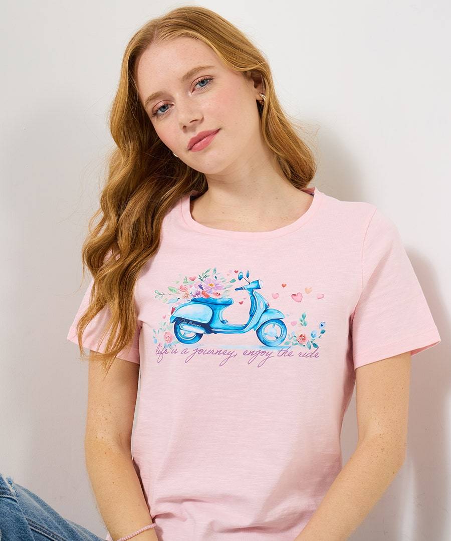 Life Is A Journey Graphic T-Shirt - Size 8 - Pink - by Joe Browns