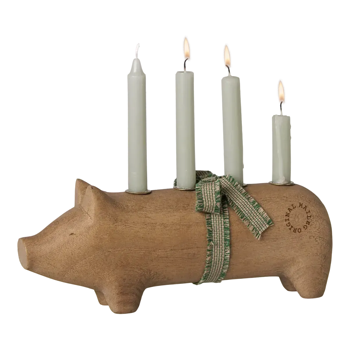Maileg, Trælysestage, Gris, Advent Medium - Natur, 14-6802-01 - Onesize