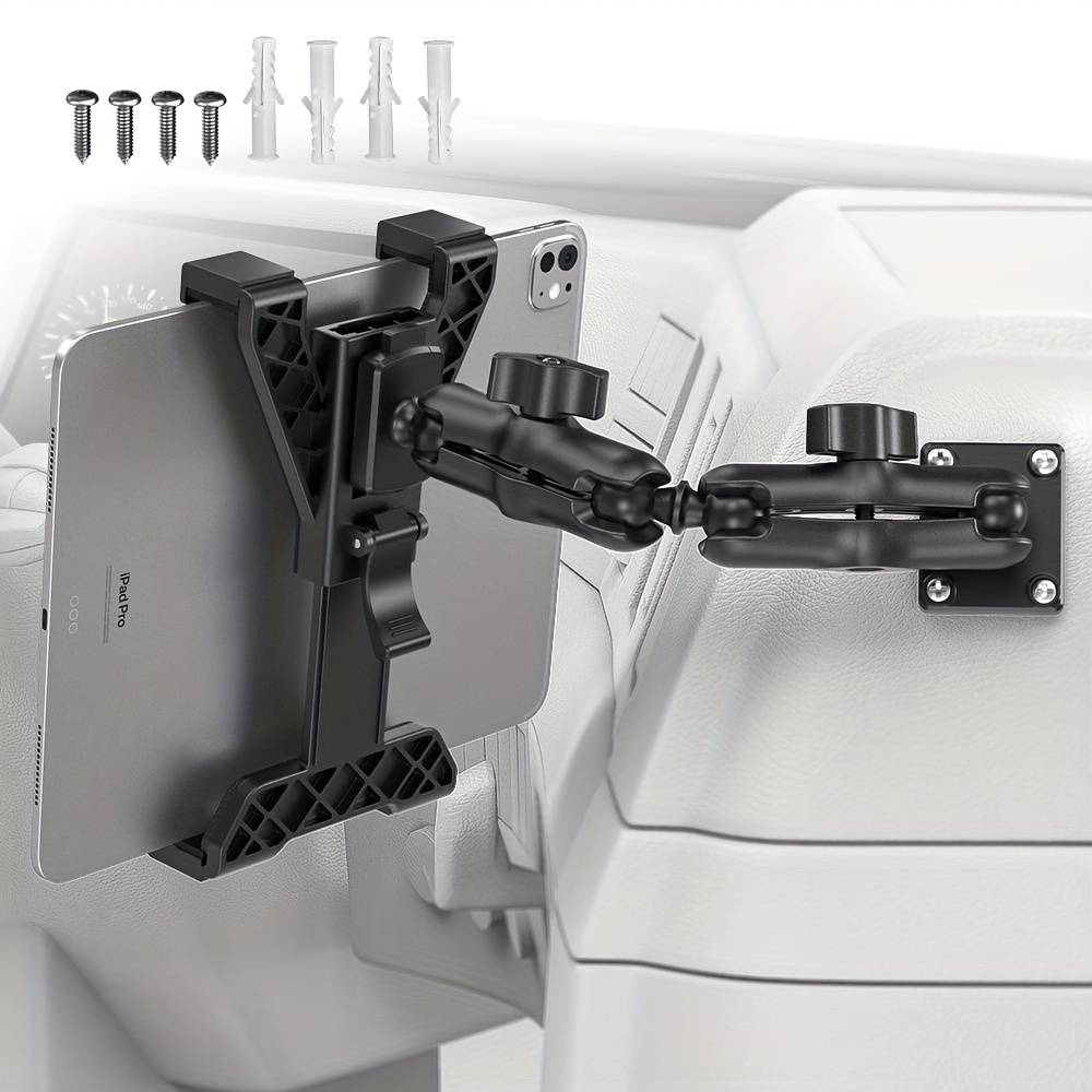 TEMU Heavy Duty Drill Base Tablet Holder, 360° Adjustable Multi-angle Viewing, Compatible With 7-11" Ipad Pro/galaxy Tab/tablets, Multi-surface Mount For Car Truck Wall Desk Commercial Vehicle