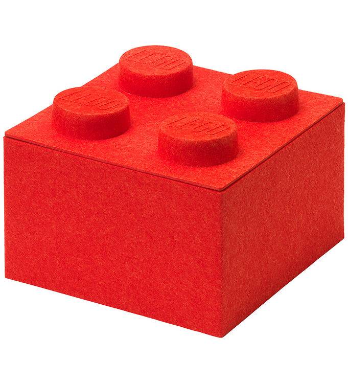 LEGO® Storage Opbevaringsboks - 4 Knopper - Filt - 25x25x18 - Rø - LEGO® Storage - OneSize - Opbevaring
