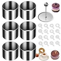 JUAEYIDDS 6 stycken kakring, tårtring, set, mousse, mallar, små kakringar, set i rostfritt stål, kakring, dessertringar, lämpliga runda matringar för mousses, desserter, kakor, gör-det-själv Ø 6 cm