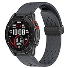 Sylphicryst för Garmin Epix Pro 47mm,Garmin Fenix7/7 Solar/7 Sapphire Solar,Silikon klockarmband i Magnetiskt klockspänne för Herr-och Damklockor med Snabbkoppling smartklockor,Mörkgrå