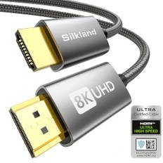Silkland 8K HDMI Kabel Kurz 50cm, Zertifiziertes HDMI® 2.1 Kabel eARC für Soundbar, PS5 HDMI Kabel 4K@120Hz/144Hz, HDR10, Dolby Atmos, DTS:X, 48Gbps für Roku TV/HDTV/Beamer/Fire TV/Laptop