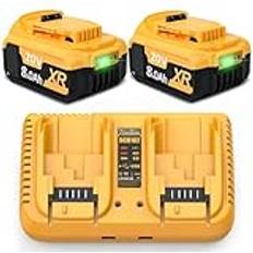 Hög kapacitet 18 V 8,0 h/8 000 mAh 2 x 18 V/20 V Li-Ion ersättningsbatteri för Dewalt 18 V batteri DCB112 dubbel laddare för Dewalt batteri 18 V DCB200 DCB184 DCB101 DCB107 DCB12 DCB105 DCB15 DCB15