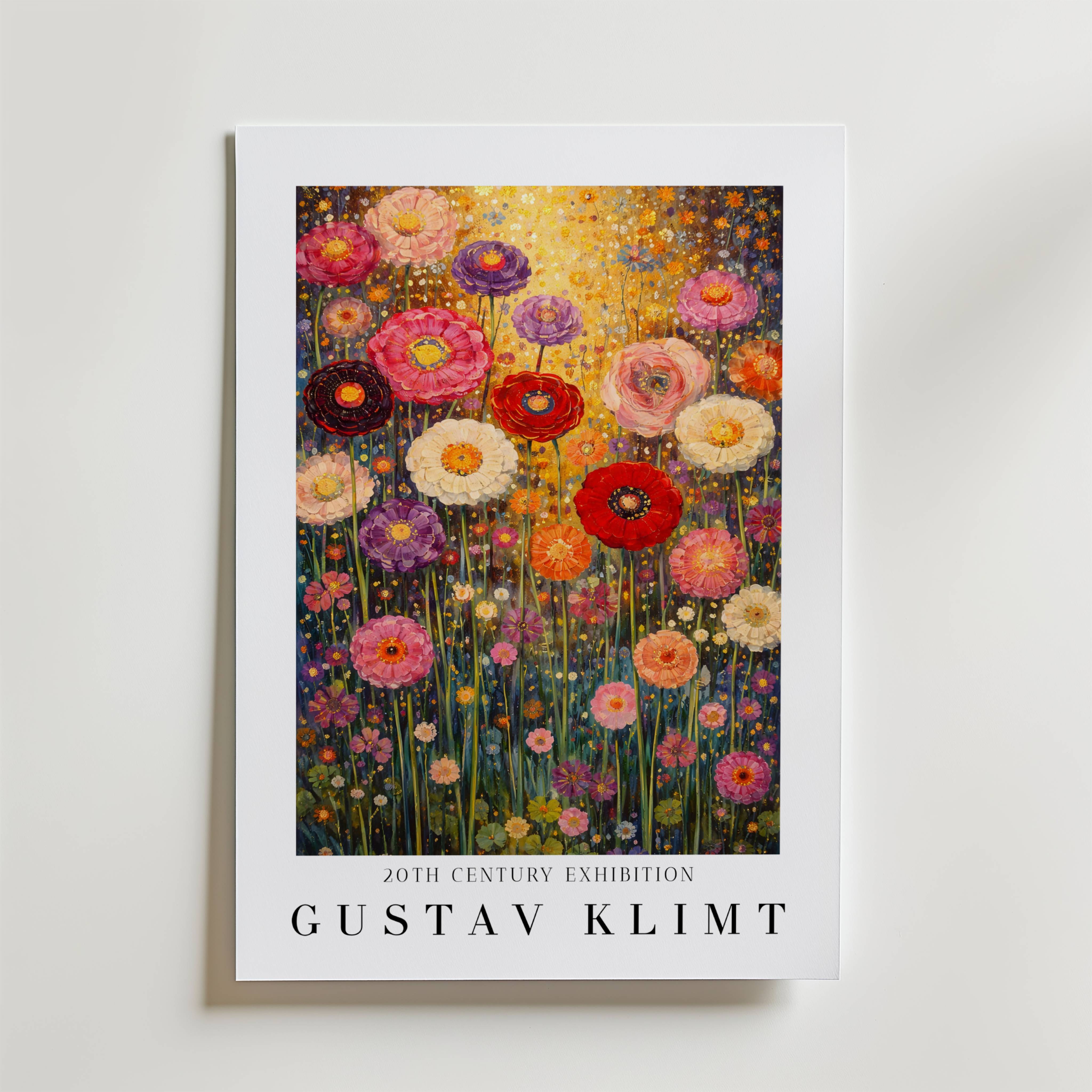 Gustav Klimt Floral Reverie Garden Poster - Fine Art Poster 70x100 cm Med passepartout
