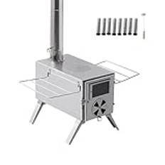 Camping Stove for Hot Tents, Wood Burning Stove, with Stainless Wall Chimney Pipes, for Tents, Shelter, Outdoor Portable Stove, for Camping and Cooking,B