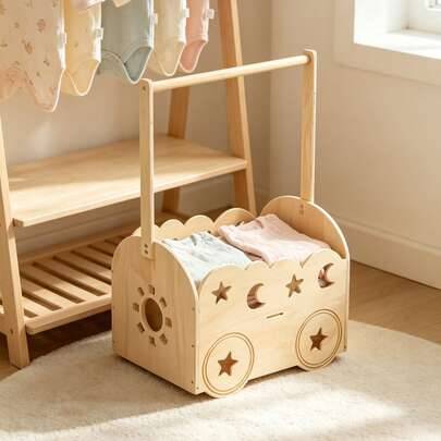 1 st/5 st Little Hangers klädhängare i trä för barn – förvaringshylla och klädorganizer för babyrum, rumsdekoration för flickor, förvaringsorganizer, - Multifärgad (5 st björnhängare i trä,1 st urholkad klädställning med stjärna och måne)