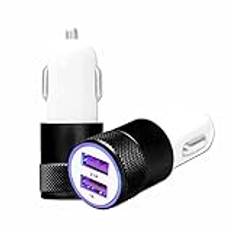 Svart USB-laddare kompatibel Samsung Galaxy C55 -> Dual Port Ultra Fast USB X2 Car Charger 12/24V - CE-standarder