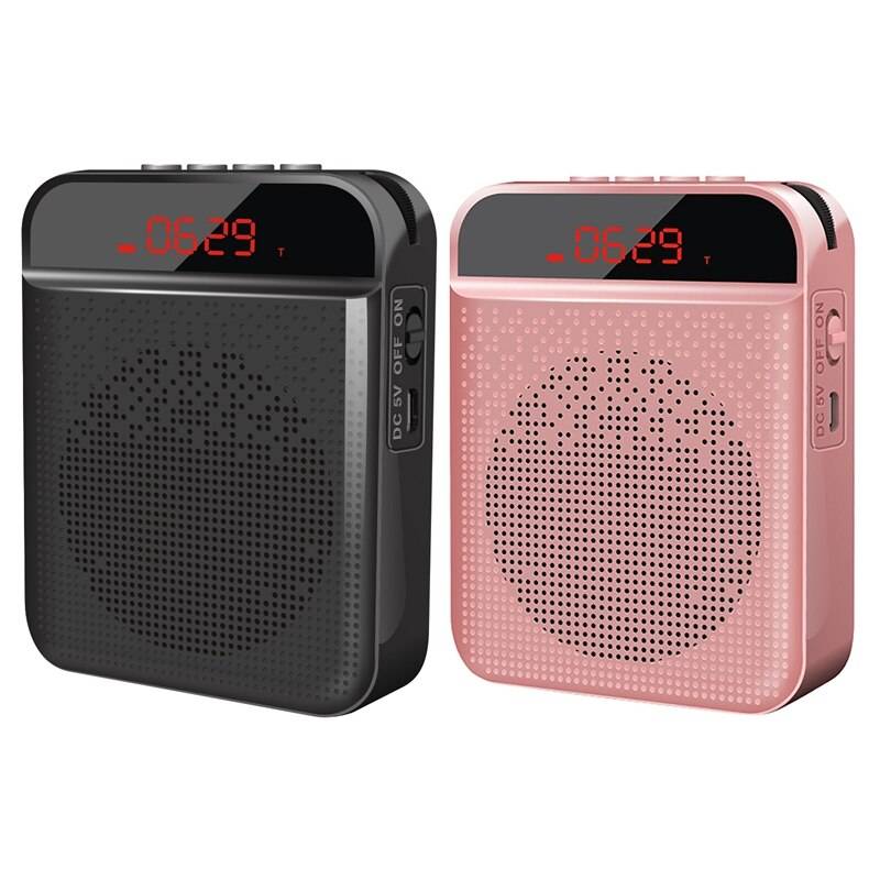 Mini högtalare trådlös röstförstärkare lärare mikrofon högtalare högtalarstöd tf-kort fm-radio - Rosa