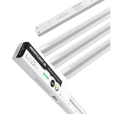 Troldtekt LED Skinnesæt 6x60 19W, planforsænket, inkl. ledninger og driver, tænd/sluk 3000K - Akustilight