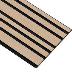 I-Wood Medio+ Mixed akustikpanel, ubehandlet natur, sort filt og sort kerne, egefiner, 17 x 300 x 2780 mm