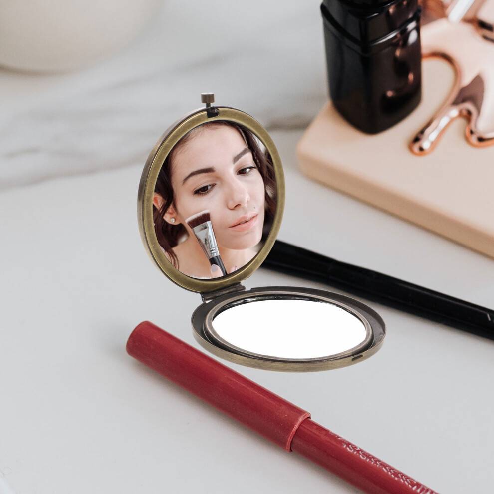 ibasenice Lomme Makeup Spejl Taske Spejl Kompakt Træ Metal Til Særlige Lejligheder 1 Stk