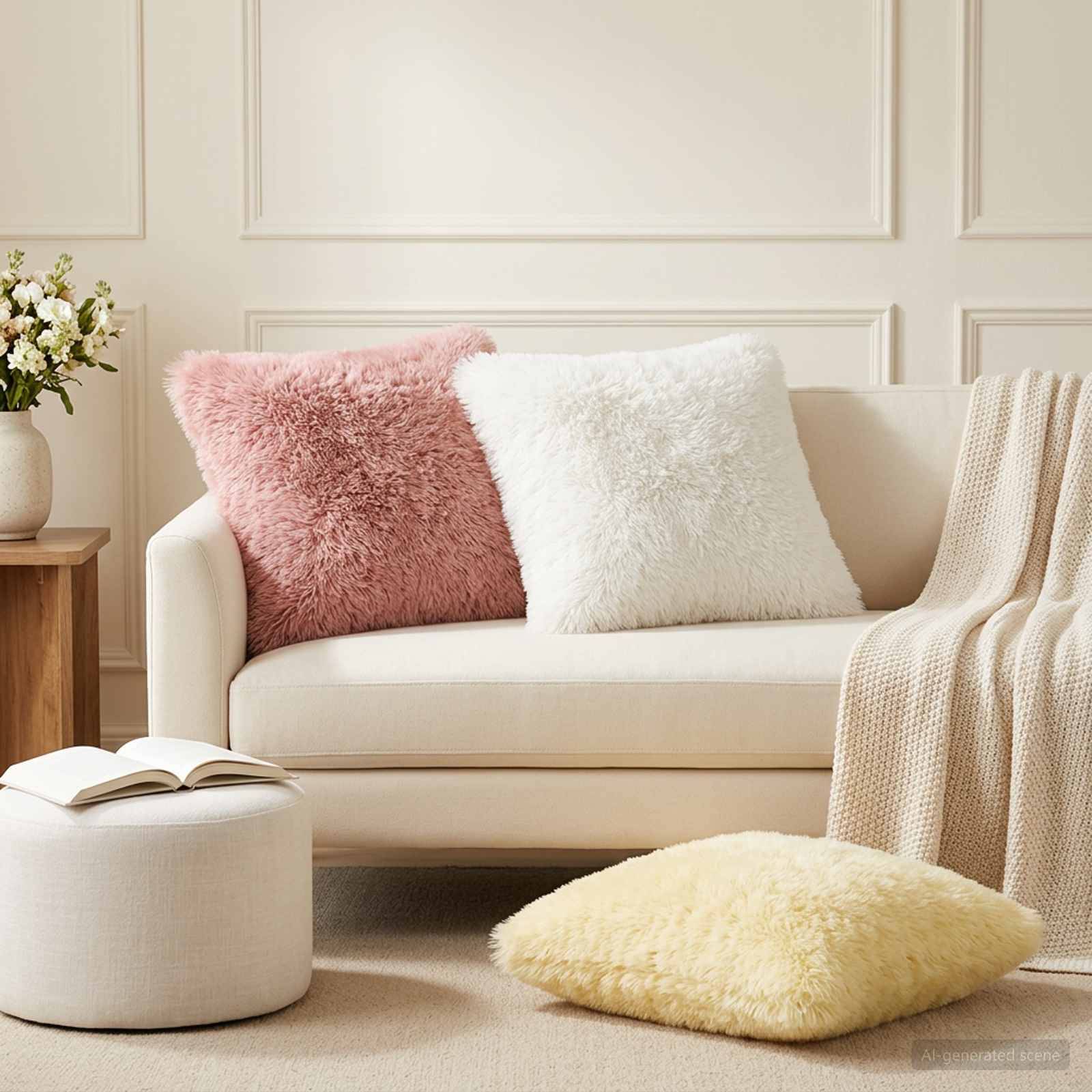 vidaXL Pudebetræk 12 pcs HEERLEN Cremefarvet 50 x 50 cm PV Fleece
