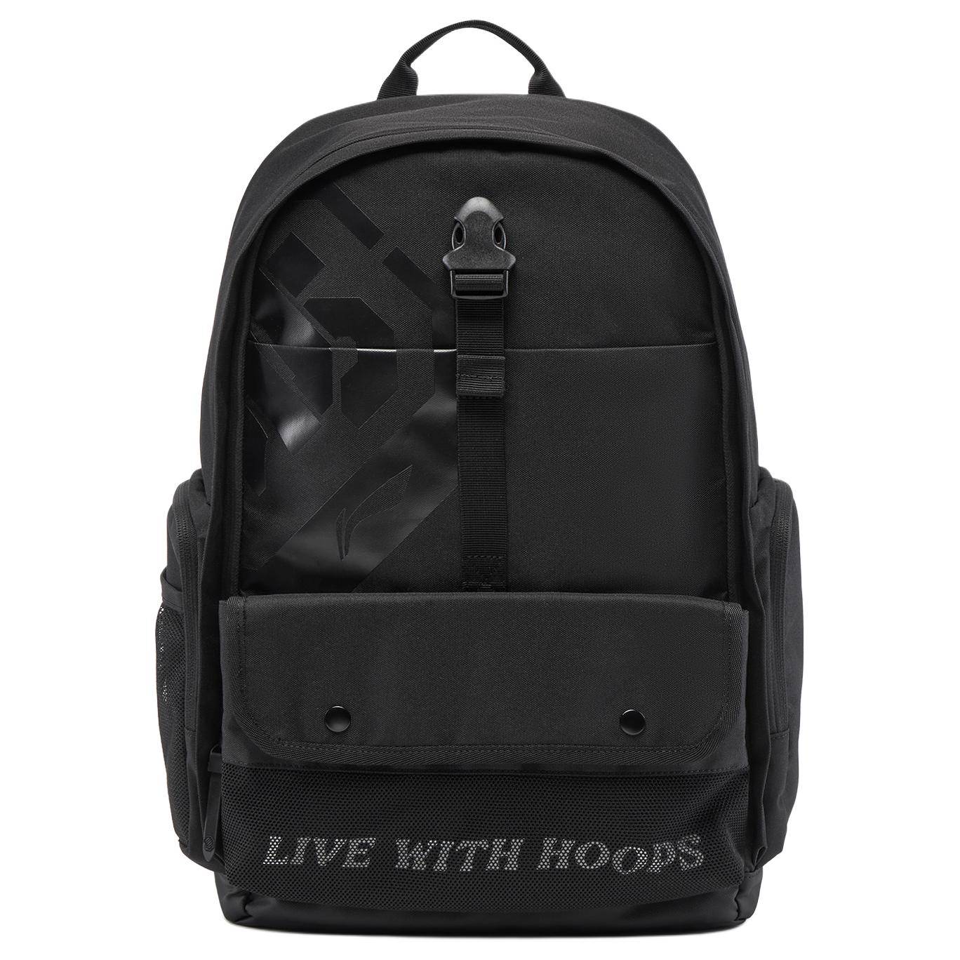 Li Ning Badfive Backpack 20-35L Brand Logo Polyester Unisex backpack Black ABSV209-1 Black