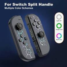 Kontroller Joypad kompatibel med Switch/Switch OLED/Switch Lite, Controller R och L kompatibel med Switch, Controller-ersättning med justerbara RGB-la - Svart (En-Storlek)