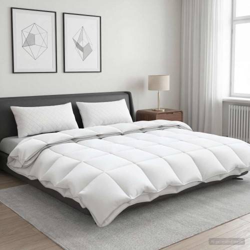 90% Gåsdun Täcke Set FULDA 3 st 240 x 260 cm Alla årstider Vit