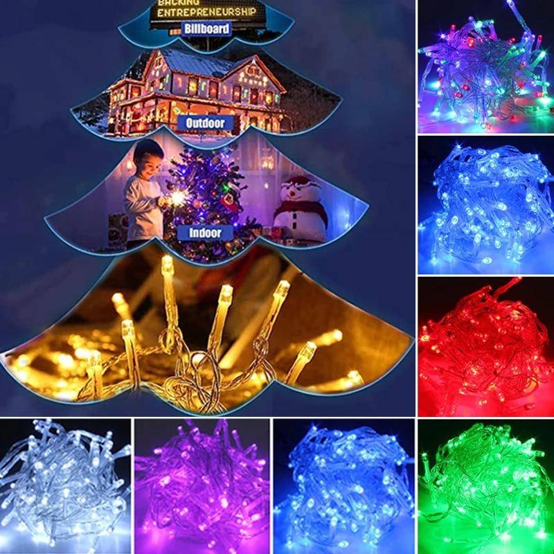 1000/500/300/200/100 LEDS Ljusslinga feljus utomhus Vattentät 8 lägen ljusslinga Bröllopsjulfestdekoration för hemmet 2022 Navidad