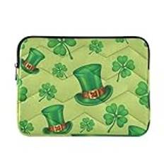 Laptopfodral Saint Patrick's Day Clover grön 33-14 tum vattentålig datorväska datorväska med dragkedja för arbete resor