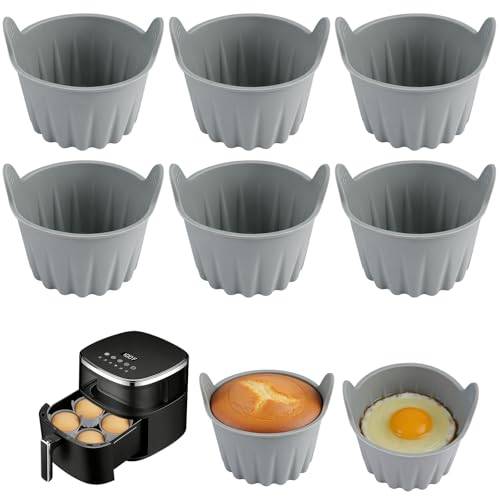 6 stycken Airfryer silikonform, äggform, varmluftsfritös, bakformar, återanvändbara ugnsformar för luftfritös, non-stick-belagd silikon, muffinsformar, luftfryer för muffins, pudding