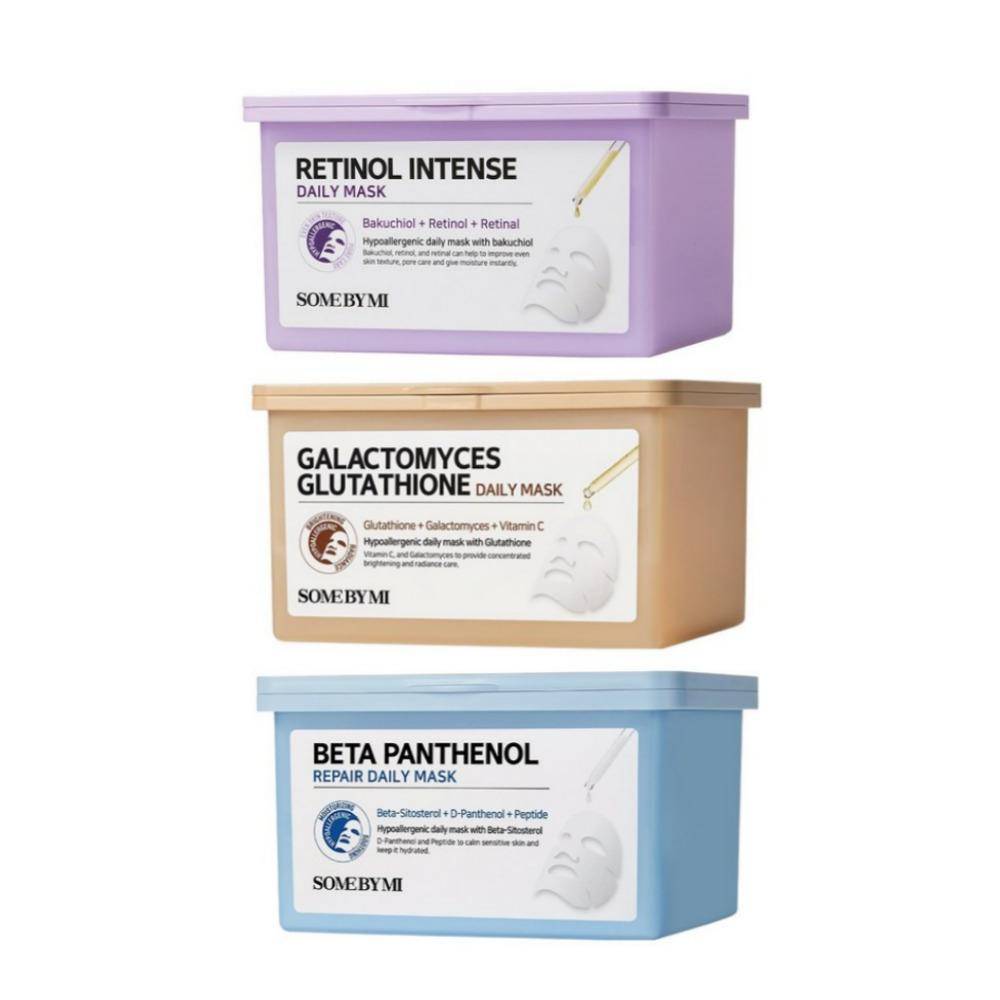 [SOME BY MI] Daglig Mask 3 typer (30 ark) / Retinol Intense, Galactomyces Glutathione, Beta Panthenol beige