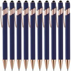 TEMU Ballpoint Pens (10 Pack) - Black Ink, Retractable, , Durable Aluminum Body, Touch Screen Compatible With Sensitive Rubber Tip - Ideal Gift For Women, , Colleagues, Teachers, Mothers,
