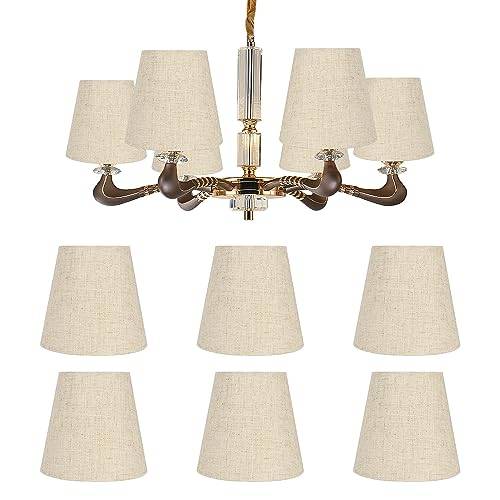 6st ljuskrona lampskärmar, modern E14 Clip On Natural Burlap ljuskrona lampskärmar, Droplight Vägglampa Liten lampskärm Tyg Lampskärm