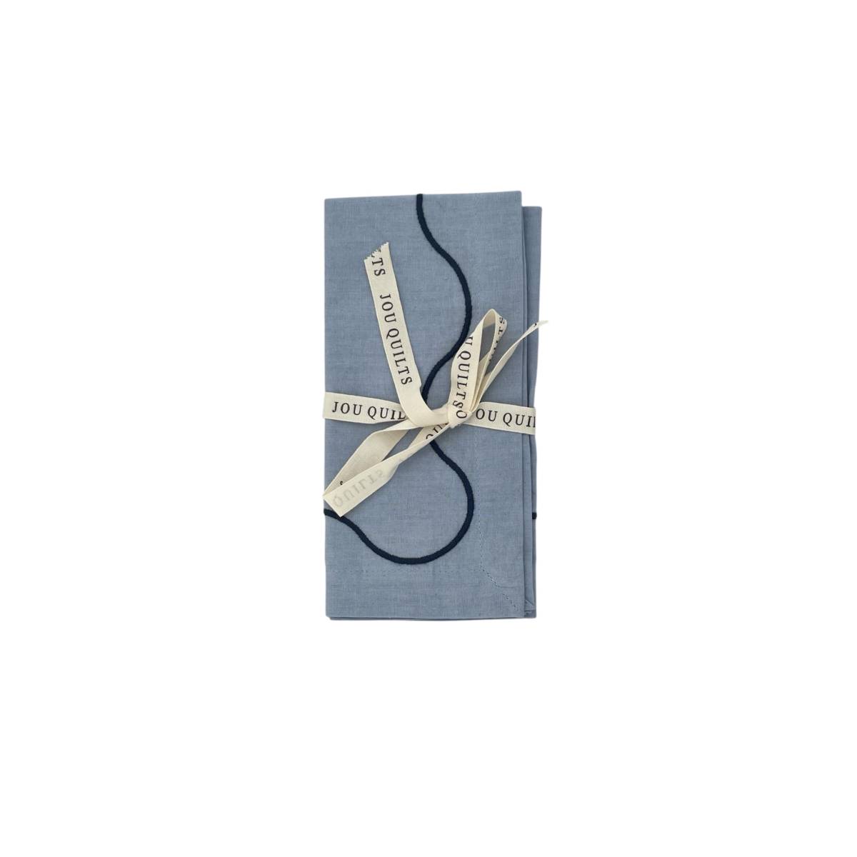 JOU Curved Broderet Stofserviet 40x40 Cm Light Blue