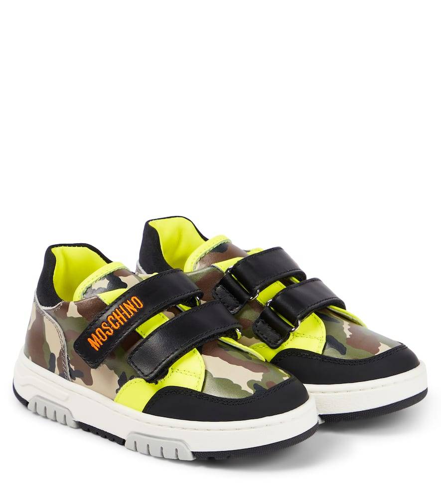 Moschino Kids Zapatillas de piel con camuflaje - verde - EU 22