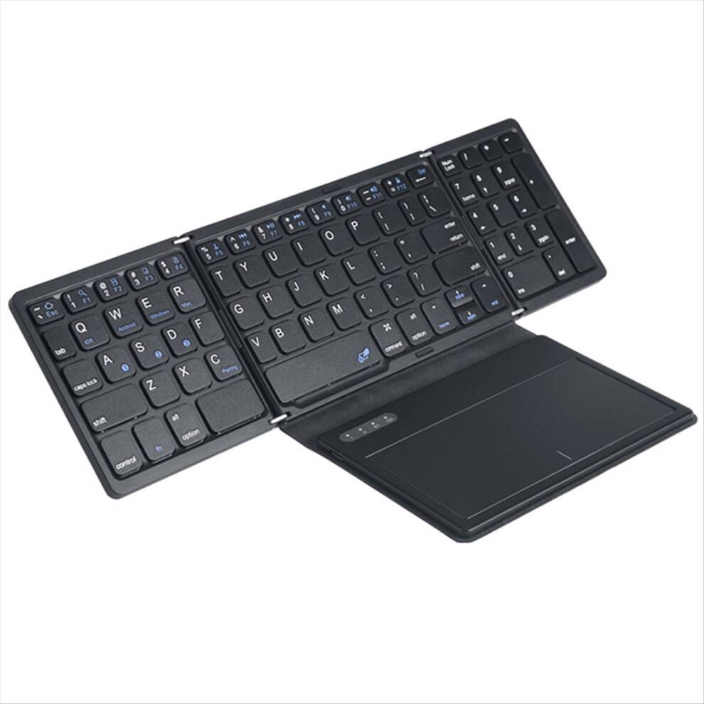 Sammenklappeligt Bluetooth-tastatur med touchpad, lomme, sammenklappeligt tastatur til bærbar computer, tablet, trådløst, genopladeligt tastatur