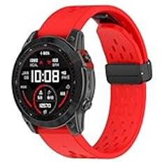 Sylphicryst för Garmin Epix Pro 47mm,Garmin Fenix7/7 Solar/7 Sapphire Solar,Silikon klockarmband i Magnetiskt klockspänne för Herr-och Damklockor med Snabbkoppling smartklockor,Röd