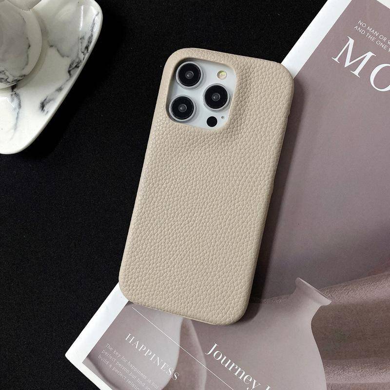 Half-wrapped Lychee Pattern, Suitable for Apple 15promax Phone Case, IPhone14 Anti-drop 13 Creative Women's Leather Case iPhone 13 6.1 inch