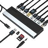 WAVLINK USB C-dockningsstation med 3 skärmar med 2 HDMI, DisplayPort, USB A 3.0/2.0, SD och Micro SD Slot, Ethernet, PD Charging för Dell XPS/HP/Lenovo ThinkPad/ASUS/Microsoft Surface/Google