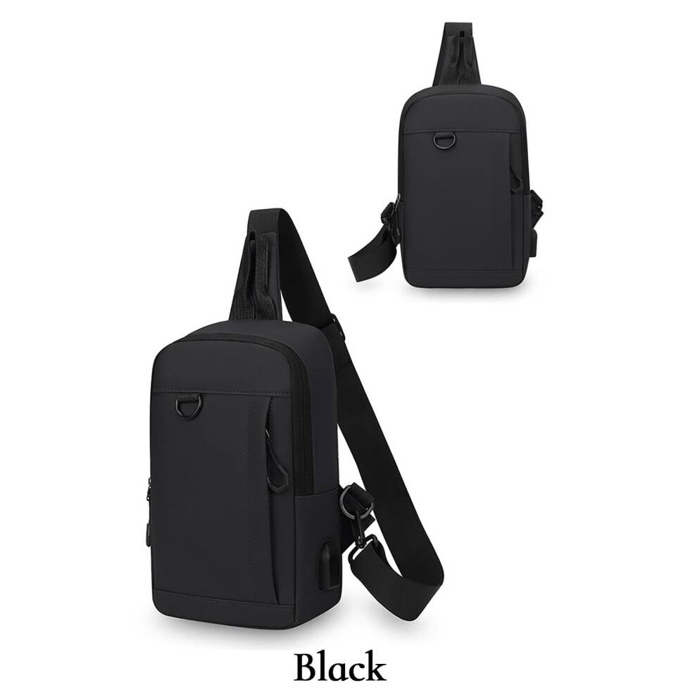 Vandtæt crossbody-taske med USB-opladning og hul til hovedtelefoner, tyverisikret brysttaske til mænd/kvinder – kompatibel med rejser,
