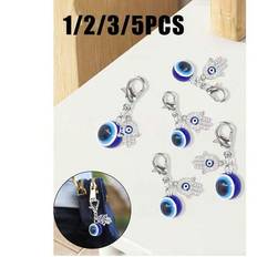 Blue Evil Eye Keychain Amulet Lucky Alloy Key Chain, Y2k Style, Smart Eye Decoration, Bohemian Style, Blue Big Eyes, Beautiful Symbolism, Personalized - Multicolor - Blue (1 Piece),Blue 2-pack,Blue 3-pack