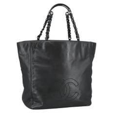 Chanel Vintage, Pre-owned, Dame, Sort, ONE SIZE, Tyl, Pre-owned Laeder chanel-tasker