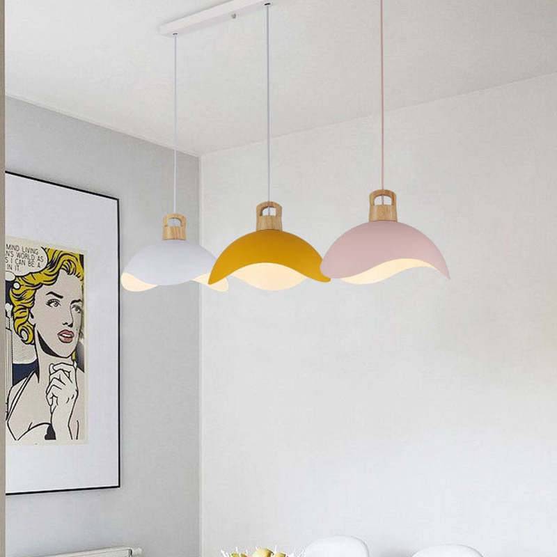 EleganteLuxe - Luxe Morandi Taklampa för Inomhusbruk - Rosa med trä / 40CM