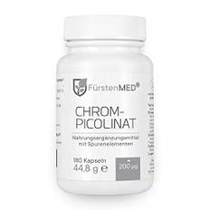 FürstenMED® 200µg Chrom Kapseln aus hochwertigem Chrom Picolinat - Essentielles Spurenelement - 180 Vegane Kapseln (keine Tabletten) - Laborgeprüft & ohne unerwünschte Zusatzstoffe