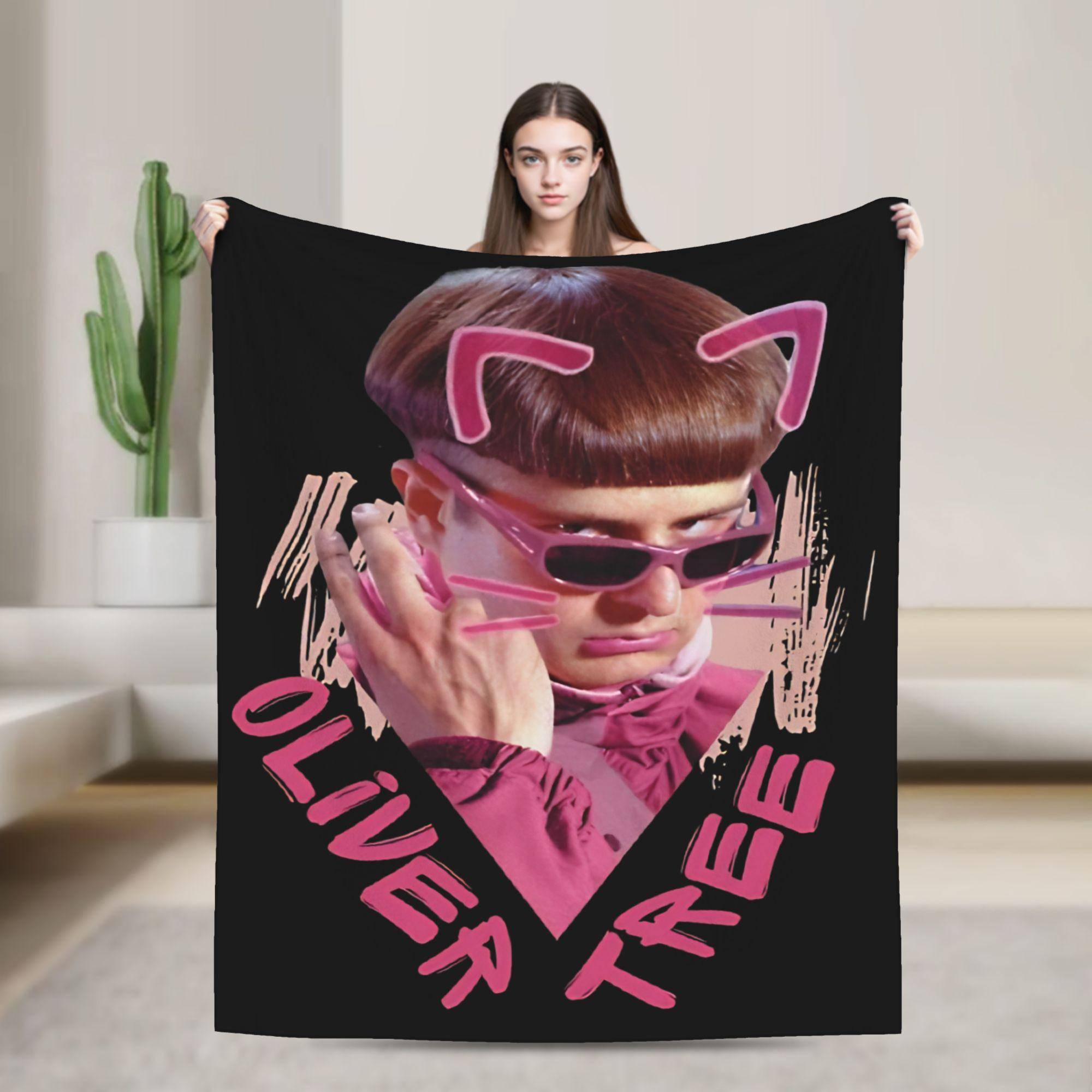 Oliver Tree Rappare Rip Filtar Plysch Rolig Varm Pläd för Överkast Vinter
