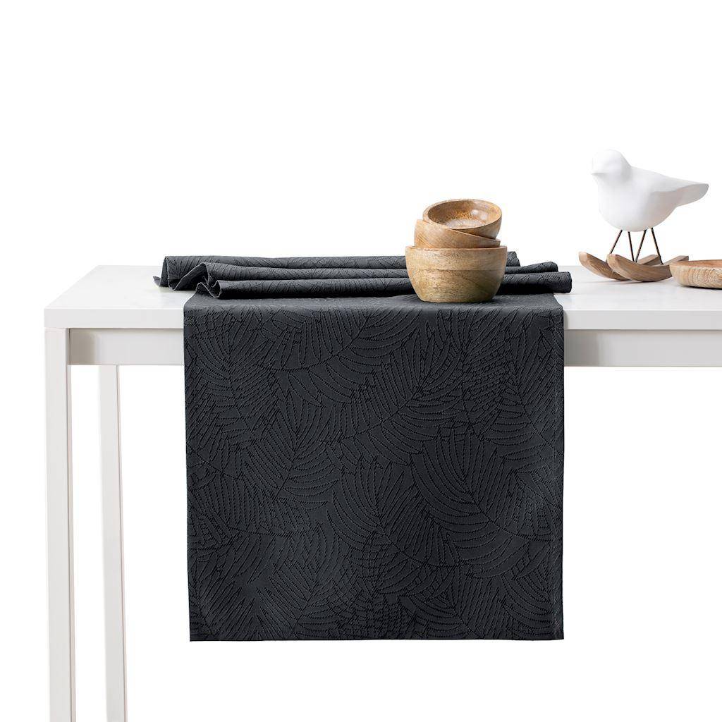 Dug sæt grafit med præget plantemønster 115×250 + bordløber 35×250 - AmeliaHome Gaia