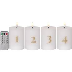 LED BLOCKLJUS 4-PACK FLAMME ADVENTSLJUS / 12,5 CM / FJARRKONTROLL OCH TIMER
